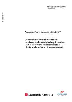 AS/NZS CISPR 13:2003